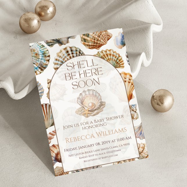 Pearl Under The Sea You Soon Girl Baby Shower Invitation (Creator Uploaded)
