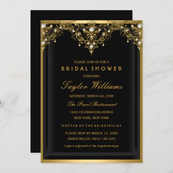 Pearl Vintage Glamour Bridal Shower Invite by ExclusiveZazzle at Zazzle