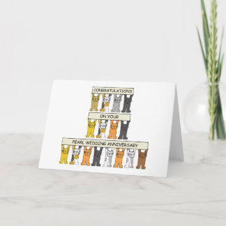 Pearl Wedding Anniversary 30 years cute cats. Card