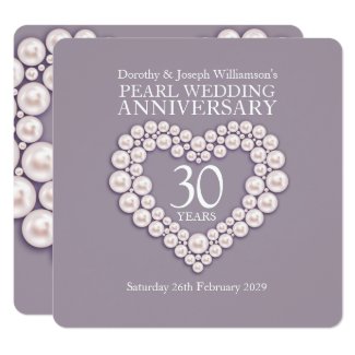Pearl wedding anniversary 30 years party invites