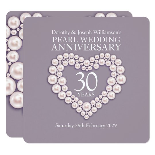 Pearl wedding  anniversary  30  years  party invites Zazzle com