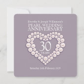 Pearl wedding anniversary 30 years party invites (Front)