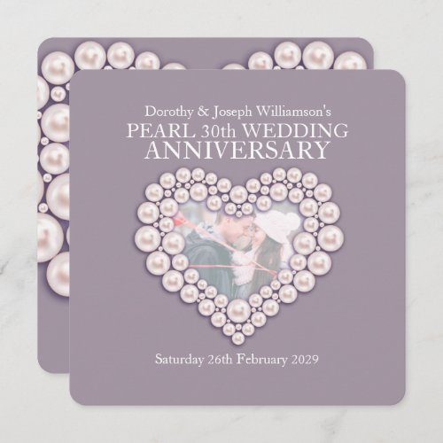 Pearl wedding anniversary 30 years photo invites