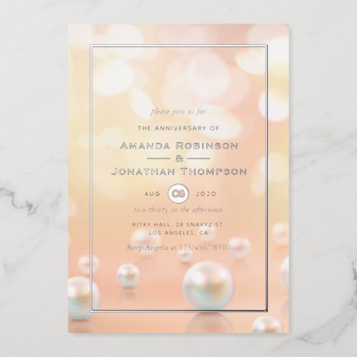 Pearl Wedding Anniversary  Foil Invitation