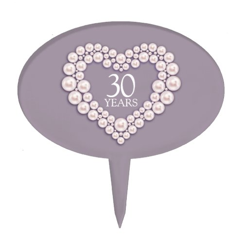 Pearl wedding anniversary heart 30 years  cake topper