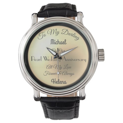 Pearl Wedding Anniversary personalised Watch