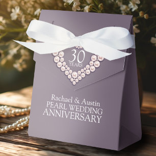 Pearl wedding heart 30 years thank you favor box