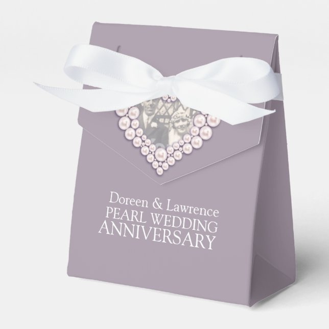 Pearl wedding heart photo thank you favor box (Front Side)
