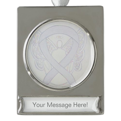 Pearl White Awareness Ribbon Angel Art Ornament