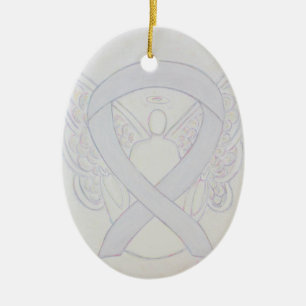 Pearl White Awareness Ribbon Angel Ornament