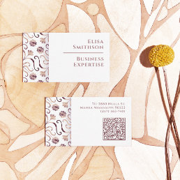   Pearl White Floral Damask Elegant Purple Pattern Business Card