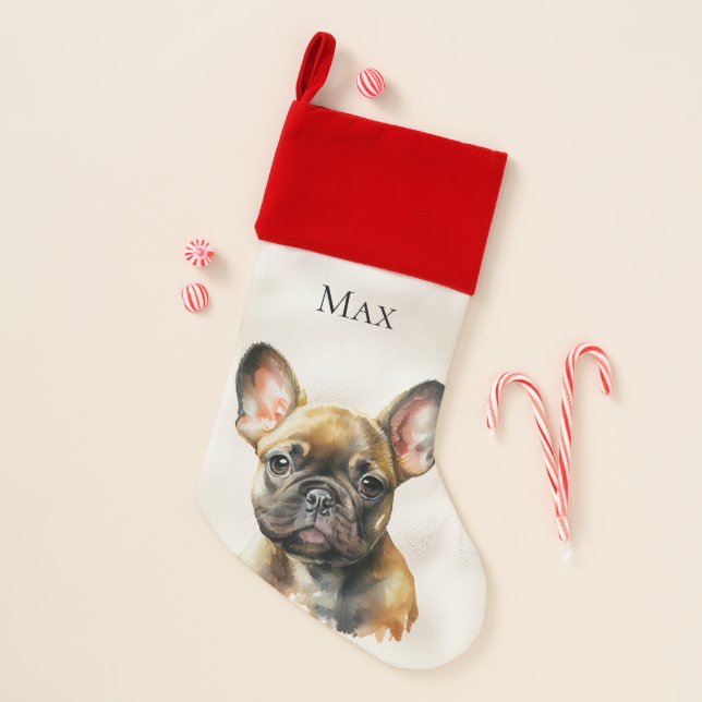 Pearl White Frenchie Dog Christmas Christmas Stocking (Front)
