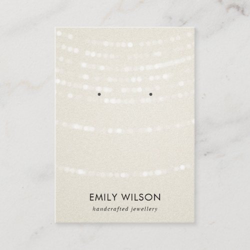 PEARL WHITE LIGHT STRINGS STUD EARRING DISPLAY BUSINESS CARD