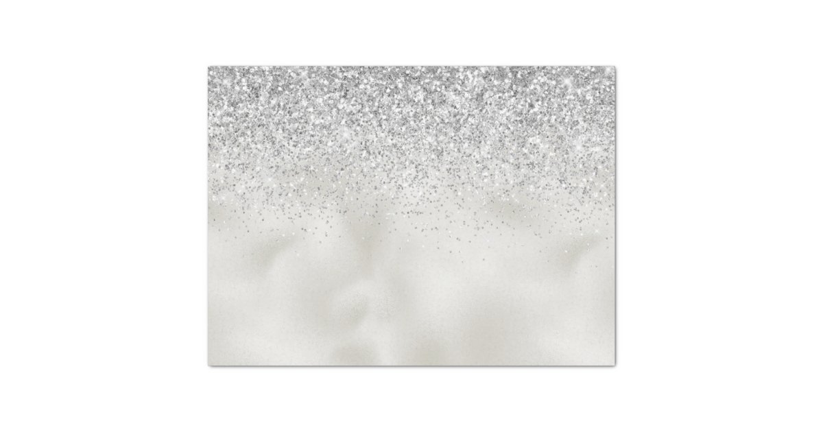Pearl White Luxe Silver Glitter Tissue Paper
