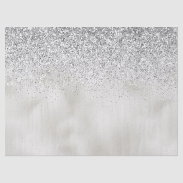 Pearl White Luxe Silver Glitter     Tissue Paper (Front)