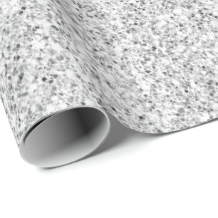 Pearl White Luxe Silver Glitter Wrapping Paper