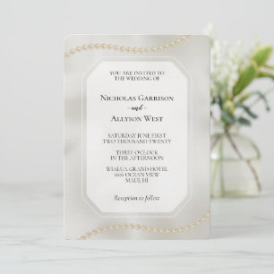 Pearl White Luxe Wedding Invitation