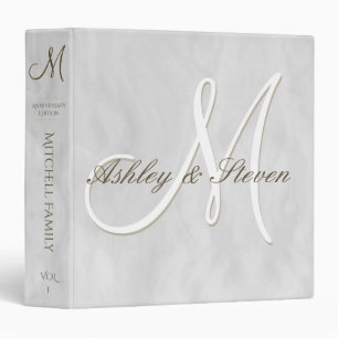 Pearl White Monogram3 Ring Binder