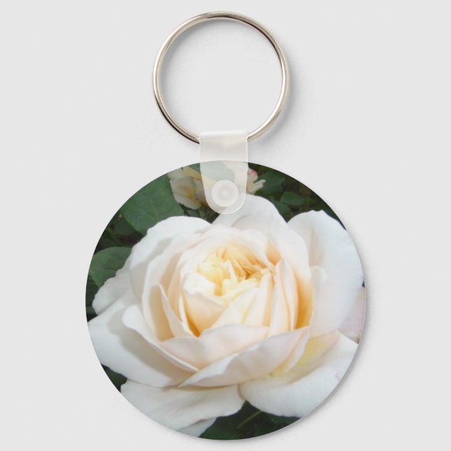 Pearl  White Rose Keychain (Front)