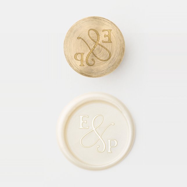 Pearl White wedding initials Wax Seal Stamp (Stamped)