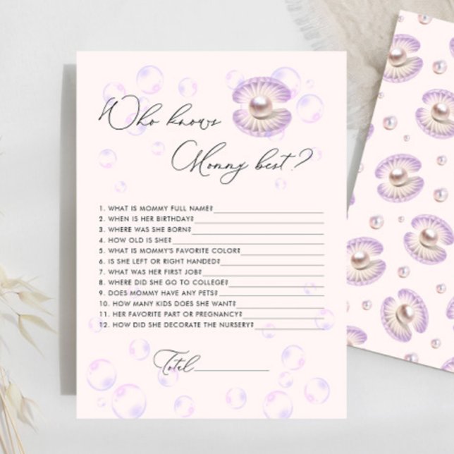 Pearl Who Knows Mommy Best Baby Shower Game (Creator Uploaded)