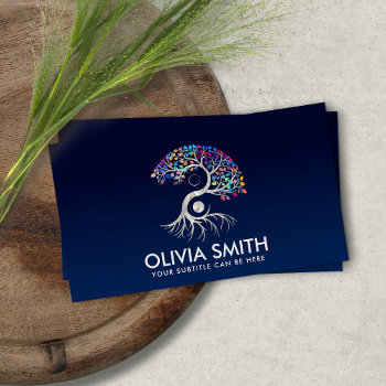 Pearl Yin Yang Tree - Colorful Leaves Business Card by WorkingArt at Zazzle