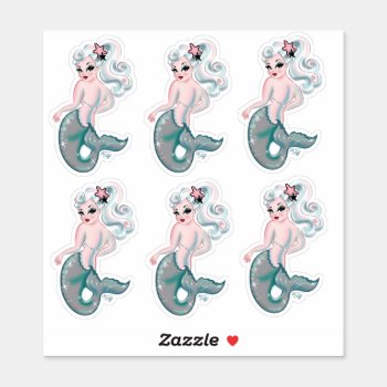 Pearla Mermaids Sticker by FluffShop at Zazzle