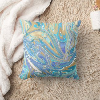 Pearlescent Aqua & Gold Liquid Marble