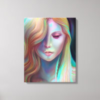 Pearlescent Fantasy Ai Art Pretty Ethereal Woman Canvas Print