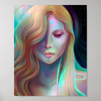 Pearlescent Fantasy Ai Art Pretty Ethereal Woman Poster
