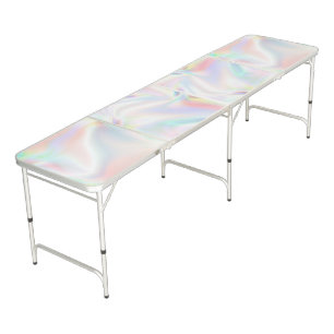 Pearlescent Opal Holographic Elegant Beer Pong Table