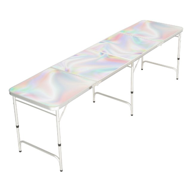 Pearlescent Opal Holographic Elegant Beer Pong Table (Angled)