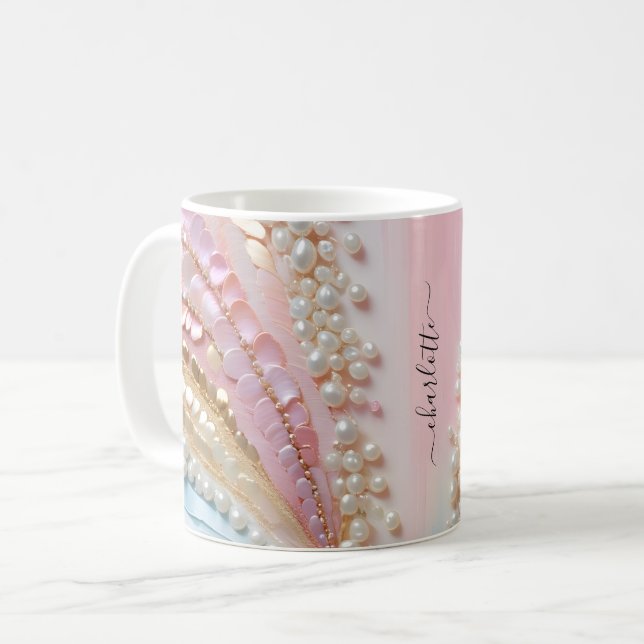 Pearlescent Painted Pearls Shells  Coffee Mug (Front Left)