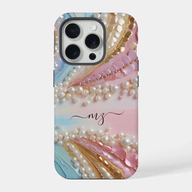 Pearlescent Painted Pearls Shells  Iphone Case (Back)