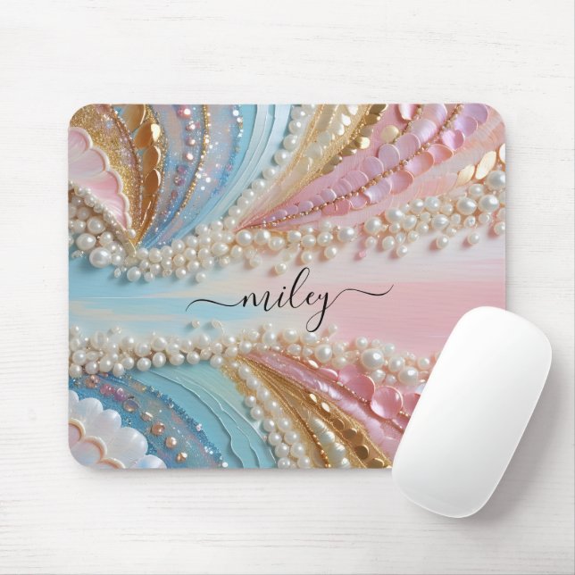 Pearlescent Painted Pearls Shells  Mouse Pad (With Mouse)