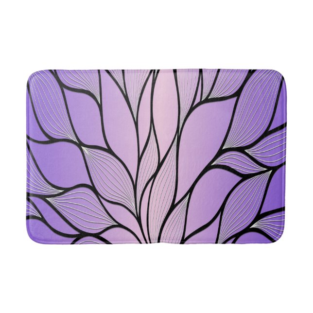 Pearlescent Purple Creative Leave Pattern  Bath Mat (Front)