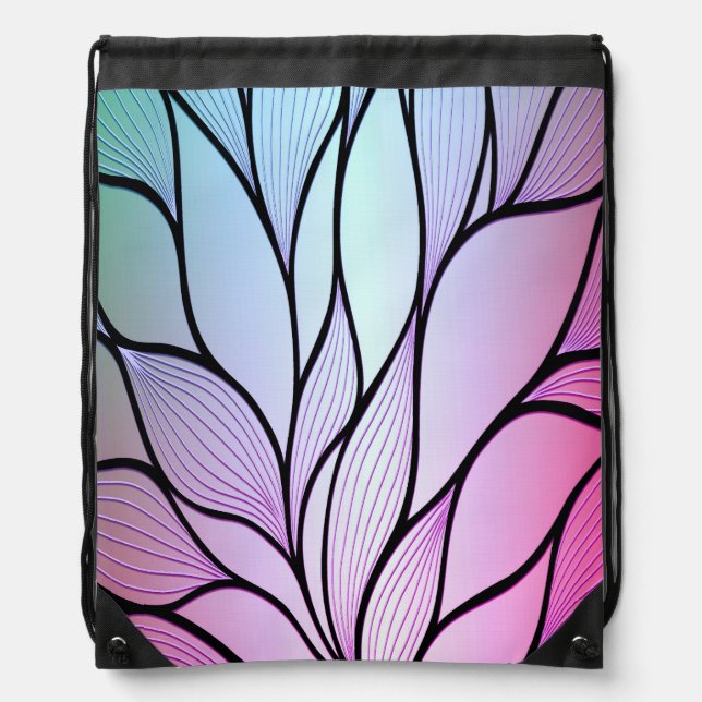 Pearlescent Purple Creative Leave Pattern  Drawstring Bag (Front)