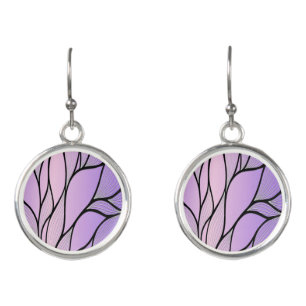 Pearlescent Purple Creative Leave Pattern  Earrings