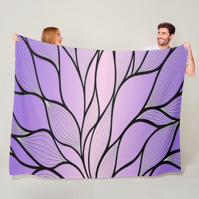 Pearlescent Purple Creative Leave Pattern  Fleece Blanket (In Situ)