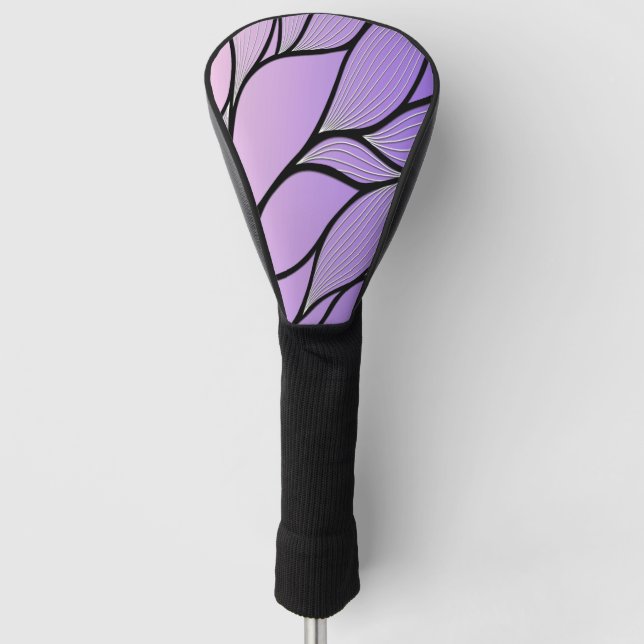 Pearlescent Purple Creative Leave Pattern  Golf Head Cover (Front)
