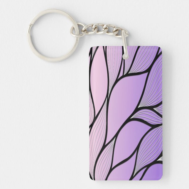 Pearlescent Purple Creative Leave Pattern  Keychain (Front)
