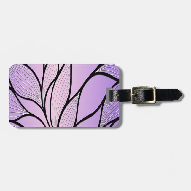 Pearlescent Purple Creative Leave Pattern  Luggage Tag (Front Horizontal)