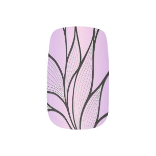 Pearlescent Purple Creative Leave Pattern Minx Nail Art