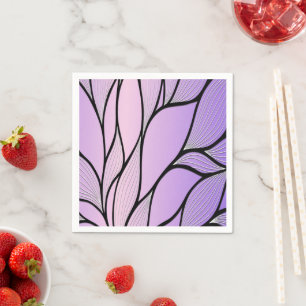 Pearlescent Purple Creative Leave Pattern Napkins