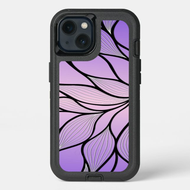 Pearlescent Purple Creative Leave Pattern  Otterbox iPhone Case (Back)