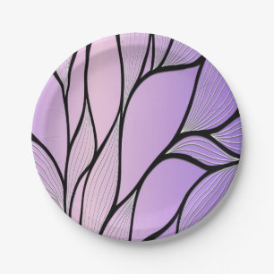 Pearlescent Purple Creative Leave Pattern Paper Plates