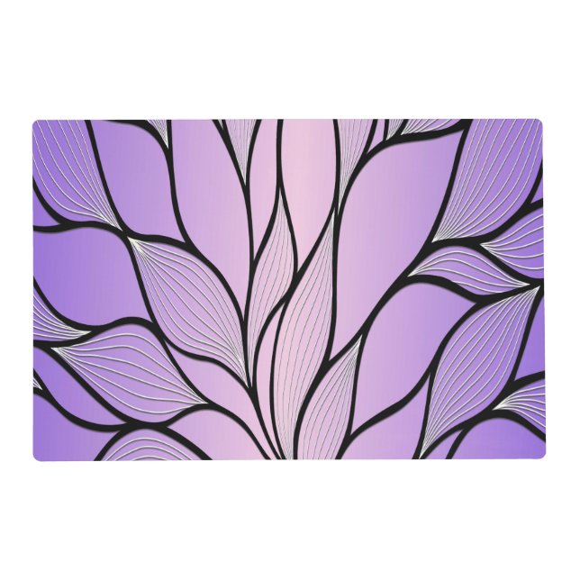 Pearlescent Purple Creative Leave Pattern  Placemat (Front)