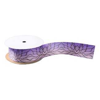 Pearlescent Purple Creative Leave Pattern  Satin Ribbon