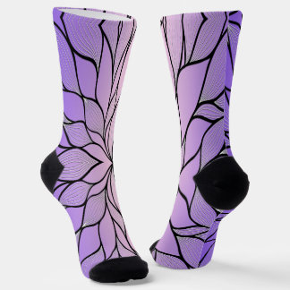 Pearlescent Purple Creative Leave Pattern  Socks