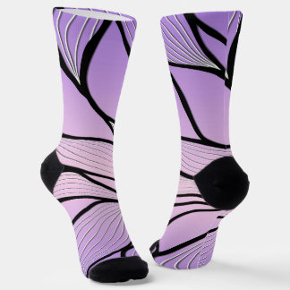 Pearlescent Purple Creative Leave Pattern  Socks